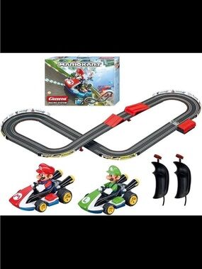 Carrera Mario Kart RC Track Set with Red and Green Karts
